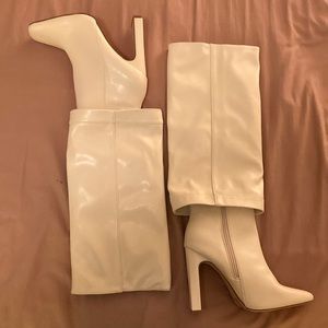 White leather boots